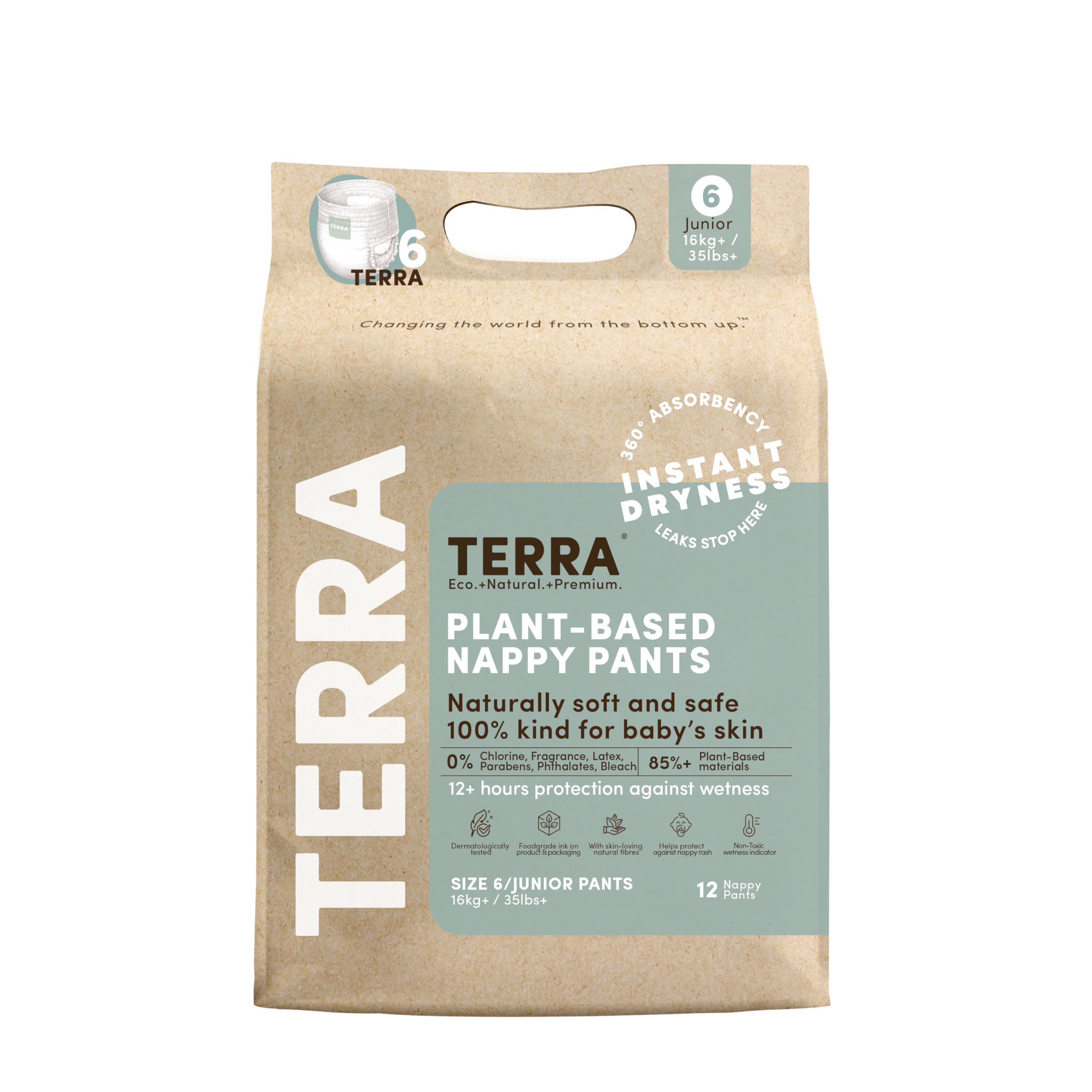 TERRA Junior Windeln - Super saugfähig, Hautfreundlich, Für die Nacht, Für unterwegs, Empfindliche Haut, Trocken, Atmungsaktiv, Geeignet für das Töpfchentraining (16kg und