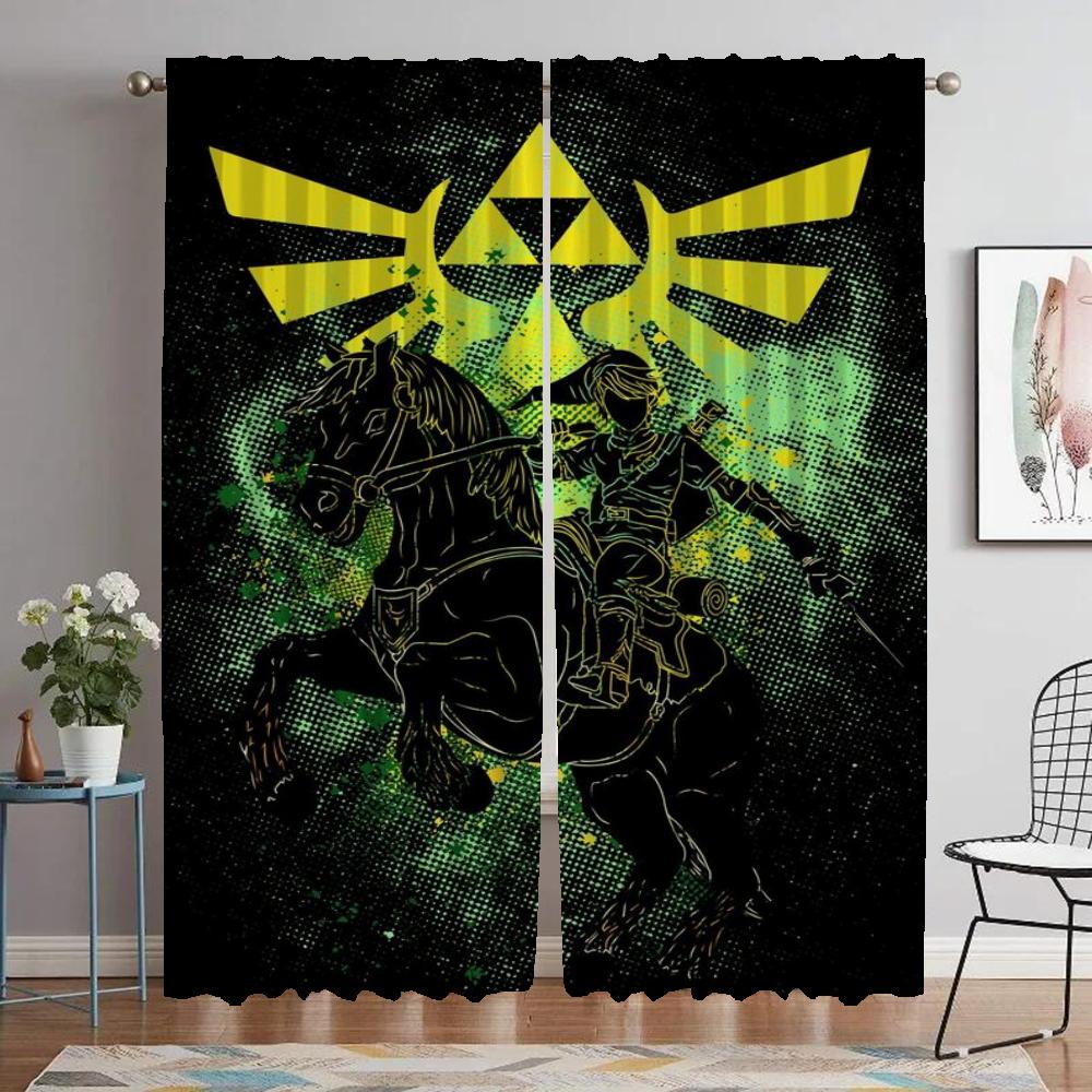 Zeldas Vorhänge für Schlafzimmer Moderne Wohnzimmer Vorhänge 2 Stück Verdunkelungsvorhang Raumteiler Jalousien Halloween Dekoration Küche W107xH183cmx2pcs-CL