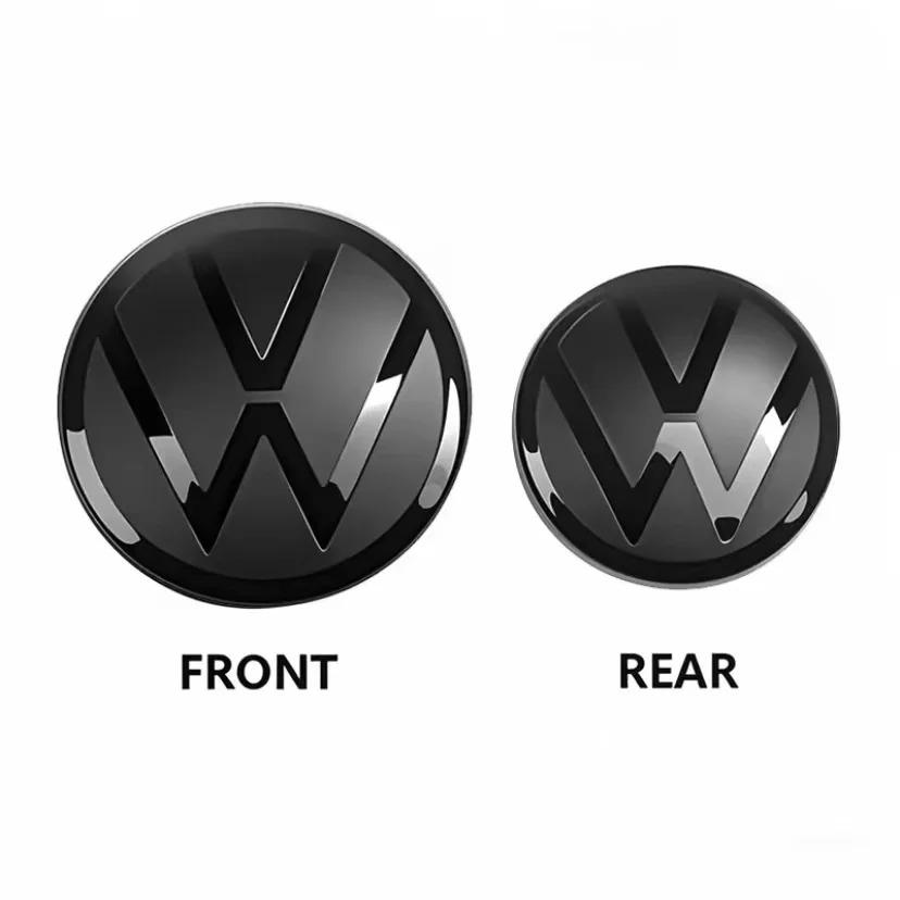 Vorne und Hinten Emblem Für VW Golf 6/Golf 7/Golf 7.5/Golf 8 Beeinträchtigt ACC Nicht Modifiziert Schwarzes Label Flacher Spiegel Logo Abdeckung Aufkleber 2006-10 Jetta