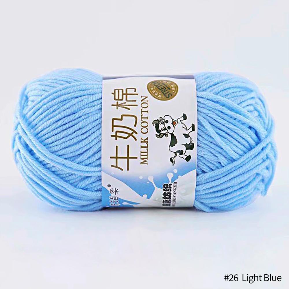 FEIJIEAST 50 g/Rolle Milch-Baumwollgarn, 5-lagig, Handstrickgarn, weich, warm, DIY-Baumwollfäden, Babywolle zum Handstricken, Häkelgarn hellblaue