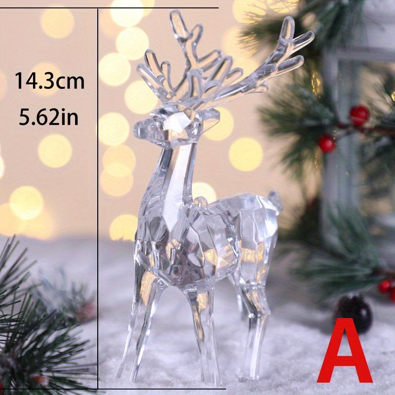 Hirschfiguren aus Kunststoff, transparentes Rentier-Desktop-Ornament, Weihnachtsdekoration, Schreibtischzubehör, Möbel zur Präsentation