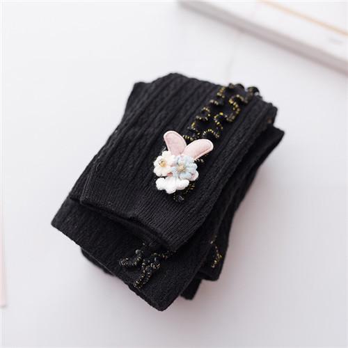 Strumpfhosen für Mädchen Herbst Winter Kinderstrumpfhosen Gestrickte Baby-Strumpfhosen Warme Leggings Kinder Weiße Strumpfhosen Kleinkind Kleidung 0-6 Jahre XL 5to6Years schwarz