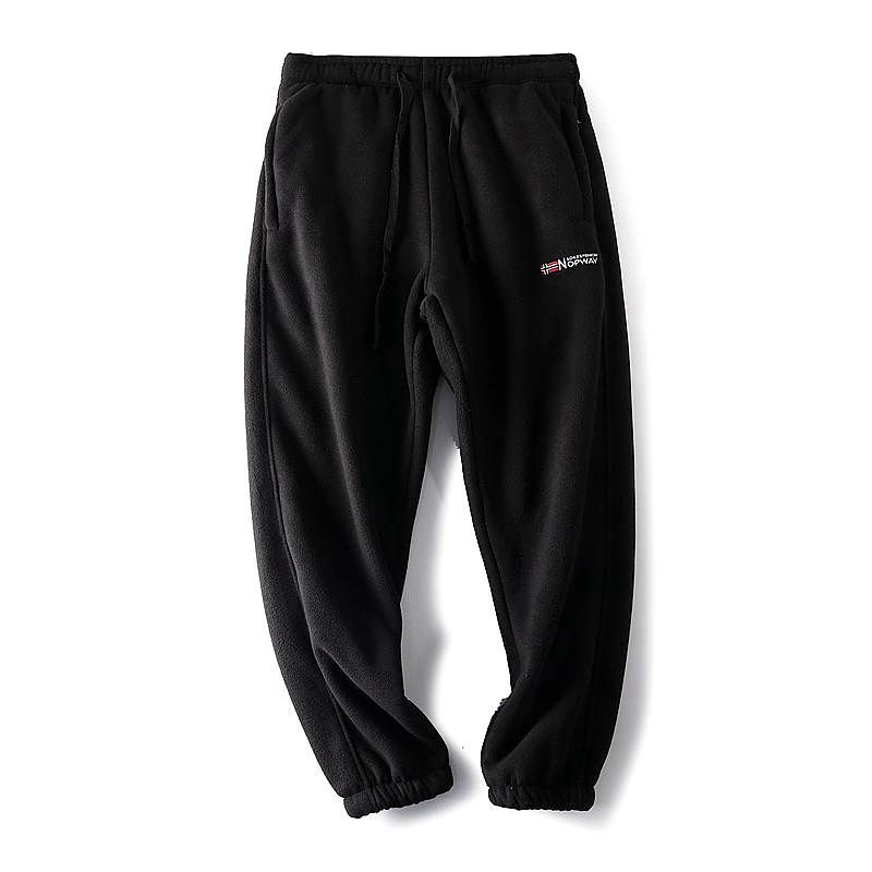 Winter Lammwolle Warme Dicke Jogginghose Männer Jogger Neue Casual Fleece Baumwolle Plüsch Hosen Männlichen Übergroßen Hosen 4XL schwarz