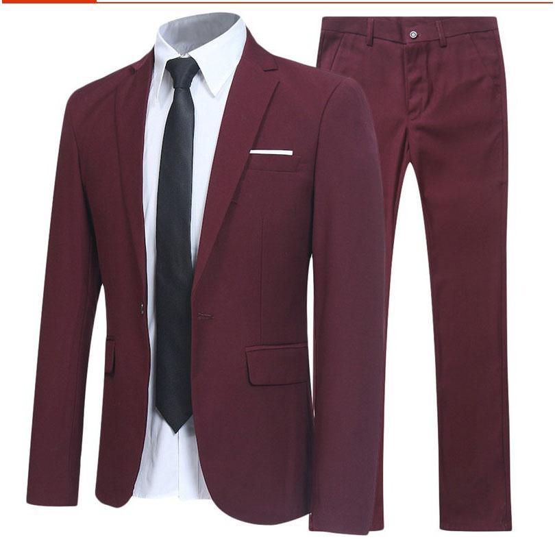 Herren Britischer Stil Elegante Blazer 2-teilige Sets Business Hemd Hose Jacke Mantel 3 Anzüge Formelle Kleidung Hochzeitsanzug XXXXXL wein rot