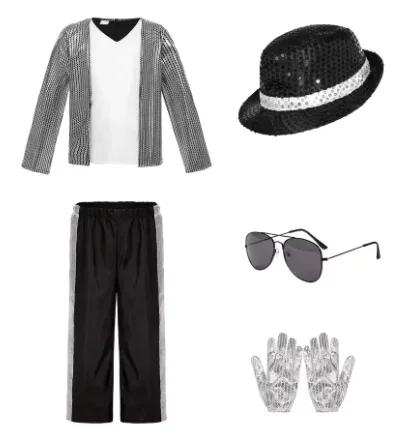 Michael Jackson Kinderkleidung Cosplay Geburtstagsparty Tanzaufführung Kinderkostüm Popstar Outfits L black