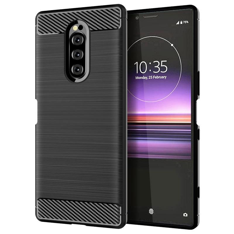 Für Sony Xperia 1 Fall Luxus Carbon Fiber Haut Weiche Silikon Fall Für Sony Xperia 1 Volle Schutzhülle Telefon Abdeckung Sony Xperia 1 schwarz
