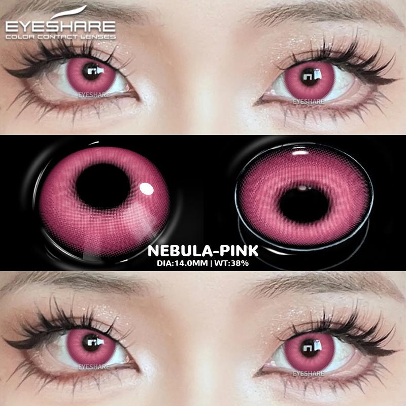 EYESHARE 1 Paar Cosplay Farbige Kontaktlinsen für Augen Anime Zubehör Rosa Linse Halloween Mode Kosmetische Pupillenaugenlinsen