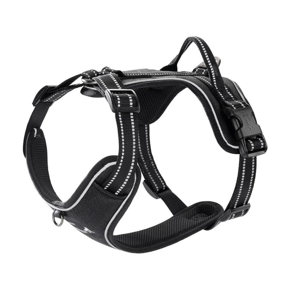 Hunde Geschirr Weste Reflektierendes Nylon Hunde Geschirr mit Griff für Kleine Mittelgroße Hunde Französische Bulldogge Spaziergang Haustierbedarf Geschirre S black