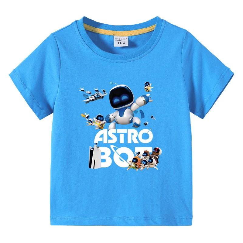 Die Sommer Astro Bot T-Shirts für Kinder Niedliche Cartoon T-Shirts Jungen Casuals Kurze Ärmel Mode Kinderbekleidung Kurzarm 120 blue