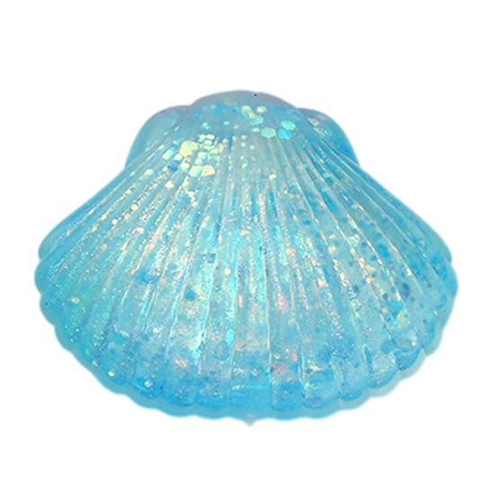 Mini Glitzer Muschel Quetschspielzeug, Stressabbau Zucker Stressball Fidget Spielzeug, Weiche Dehnbare Transparente Meeresmuschel Sensorisches Spielzeug blau