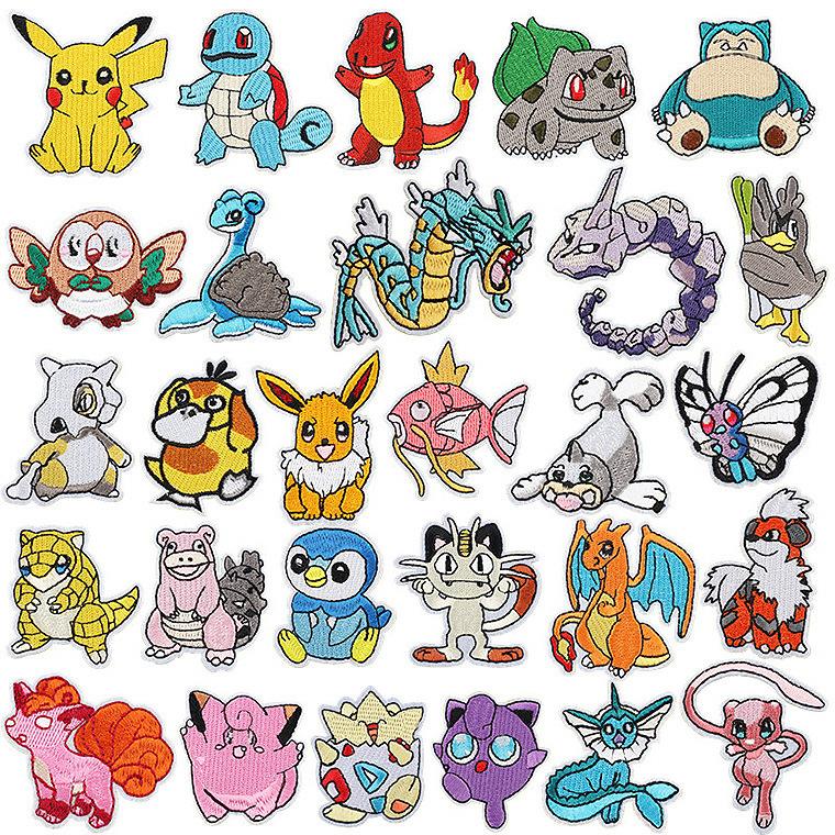 Pokémon Cartoon Stickerei Stoffaufkleber Pokemon Aufnäher Aufkleber Computerstickerei Abzeichen Junge Marvel Stickerei Aufkleber a set of 28 pieces