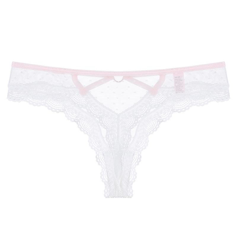 CINOON Frauen Sexy Spitze Höschen Transparent Low-taille Unterhose Aushöhlen Tanga Weibliche Nahtlose G-string Unterwäsche Dessous M weiß