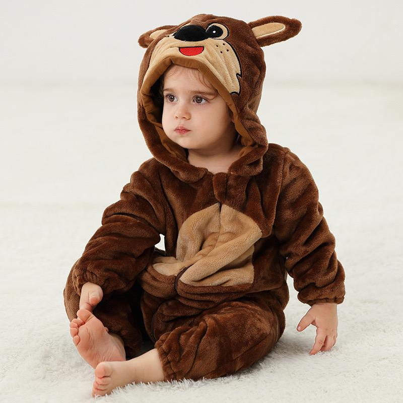 Babykleidung Hai Dinosaurier Onesies Tier Kapuzen Winter Baby Pyjamas Kinder Nachtwäsche Baby Pyjamas 70 kaffeebraun