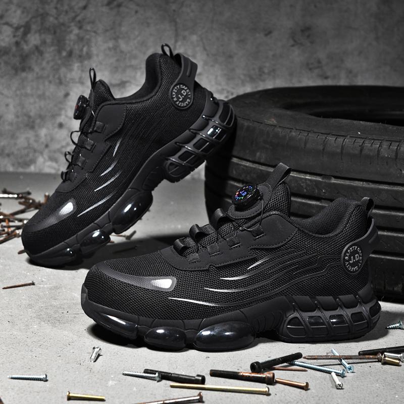 Rotierende Taste Neue Sicherheitsschuhe Männer Anti-smash Anti-punktion Arbeit Schuhe Mode Männer Sport Schuhe Sicherheit Schutz stiefel Männer 41 schwarz