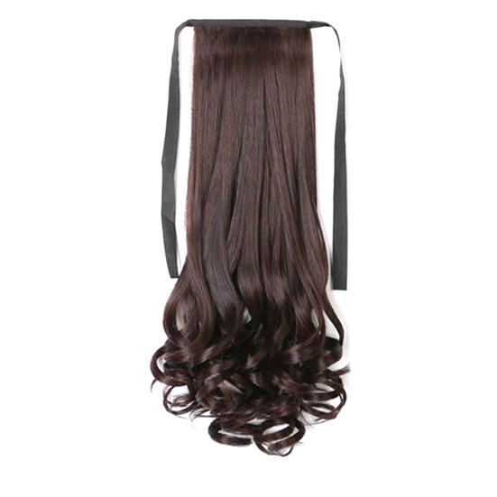 38/48/58 cm langes, gerades, lockiges Pferdeschwanz-Haarteil mit Clip-in-Haarverlängerung Curly-38cm dunkelbraune