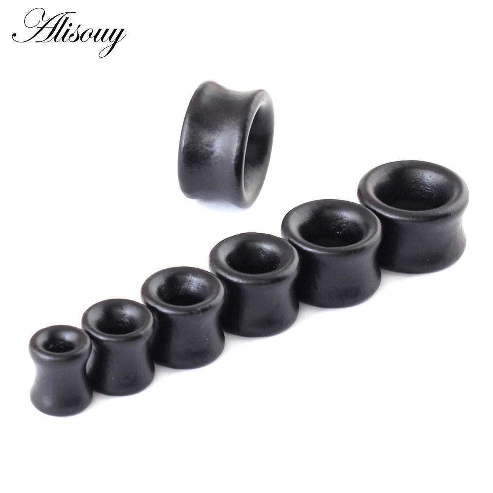 2 Stück Mode Flesh Tunnel Ohrstöpsel große Gauge Piercing Expander braun Bubinga Rosenholz 8mm-20mm Piercing Körperschmuck für Männer 20mm schwarz
