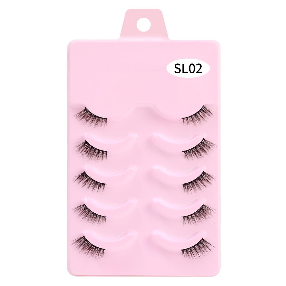 Halbe Wimpern, 5 Paar, natürliche, flauschige falsche Wimpern, Manga-Lash, 3D-Faux-Nerzwimpern, weiche geflügelte Wimpernverlängerung, Make-up-Tool SL02