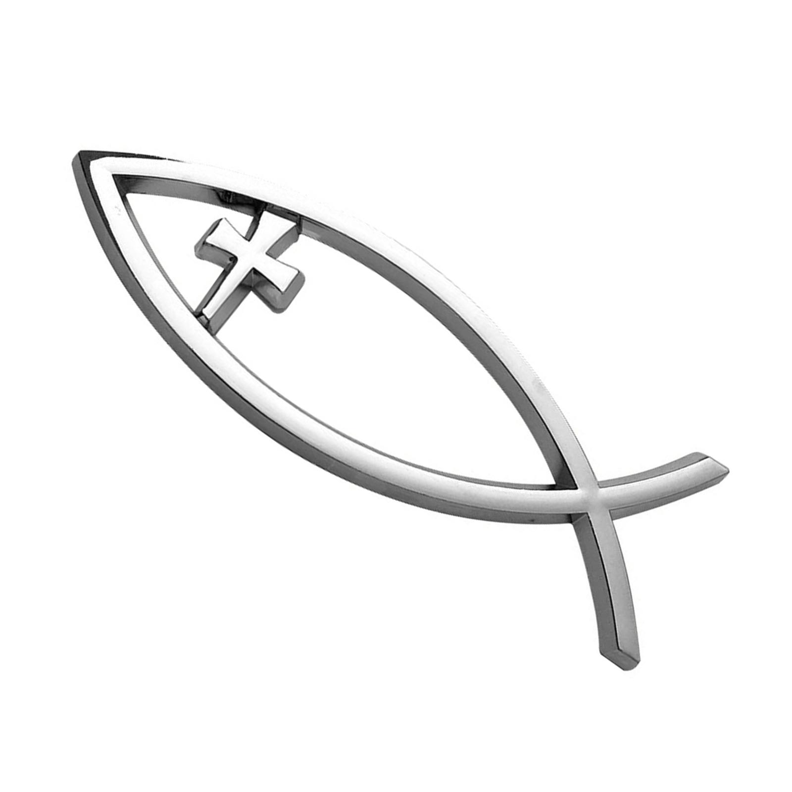 Jesus Ichthys Fisch-Autoaufkleber, selbstklebende Designs, religiöser Autofensteraufkleber für Fenster, Laptops und Gepäck, langlebig silber
