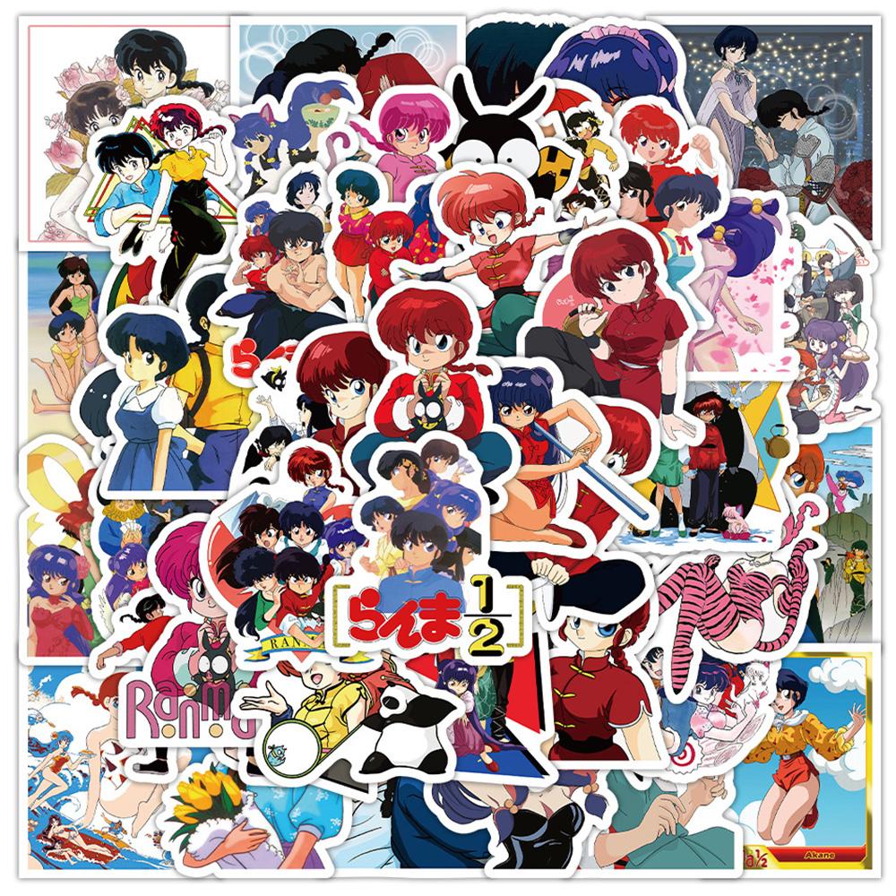 10/30/50 Stück Klassische Anime Ranma 1/2 Aufkleber Ranma Akane Cartoon Aufkleber für Skateboard Koffer Handy Wasserdichte DIY Spielzeug Aufkleber black