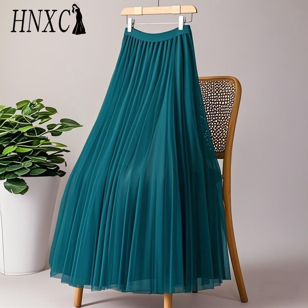 HNXC 28 Farben Damenmode Lässiger Sommer Frühlingsrock M aero blau
