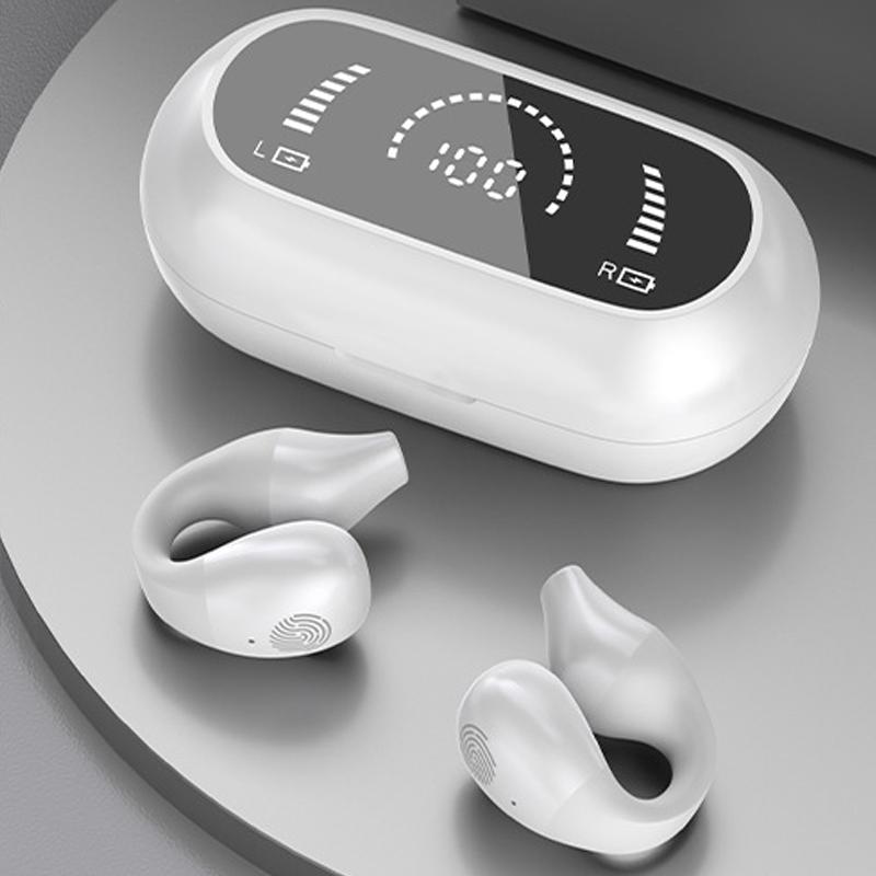 2023 Mode Knochenleitung Bluetooth-Kopfhörer Offener Ohrclip Drahtlose Kopfhörer mit Mikrofon Sport-Headsets für Android und iPhone weiß