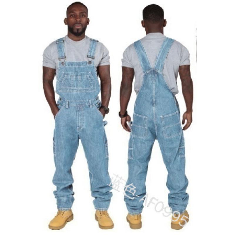 Herren Übergröße Overall Einfarbiger Denim Overall Kleidung Verkauf L hellblaue