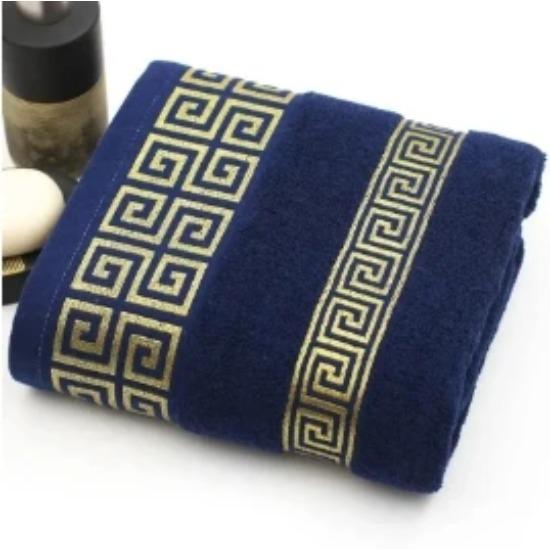 100% Baumwolle Luxus Weich Bestickt Strandtuch Super Saugfähig Badetuch Für Erwachsene Schnelltrocknend Badetuch Badetücher 34x74cm blau