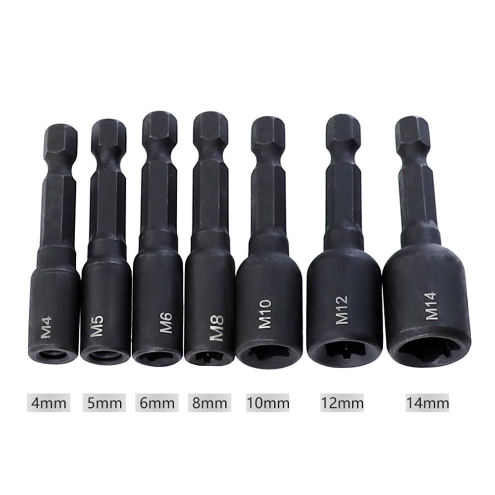 Schrauben Gewindebohrer Stecknuss Adapter 45# Stahl Schwarz Spannfutter Maschine 7PCS/SET
