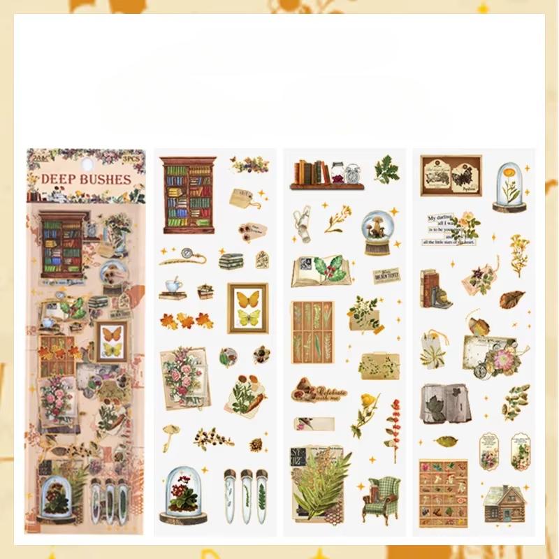 3 teile/satz Laser Transparent Wasserdicht Retro PET Aufkleber für Hand Konto Material Student Schreibwaren Aufkleber Scrapbooking