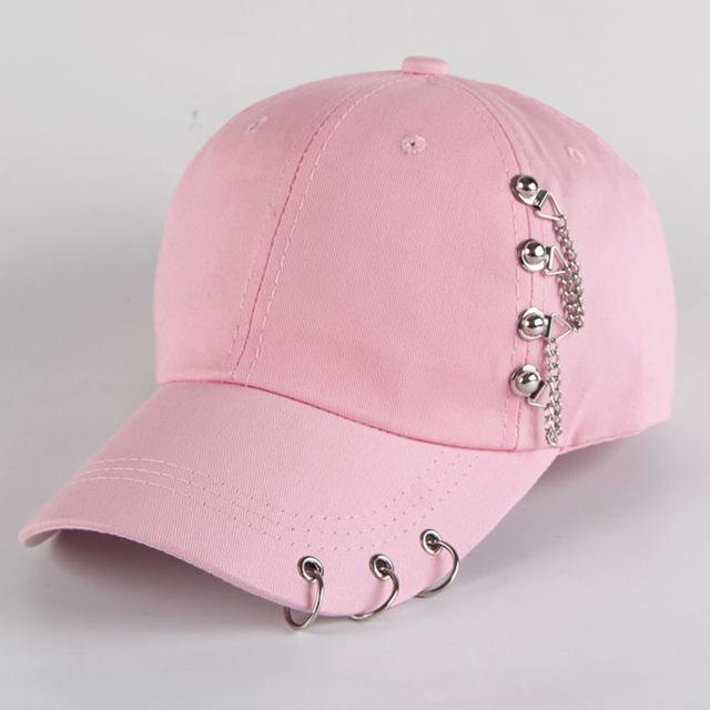 Personalisierte Kette Hip Hop Baseball Cap Kreative Piercing Ring Caps Punk Casual Solide Einstellbar Unisex Hut Snapback Hüte Golf Cap Reise Hut