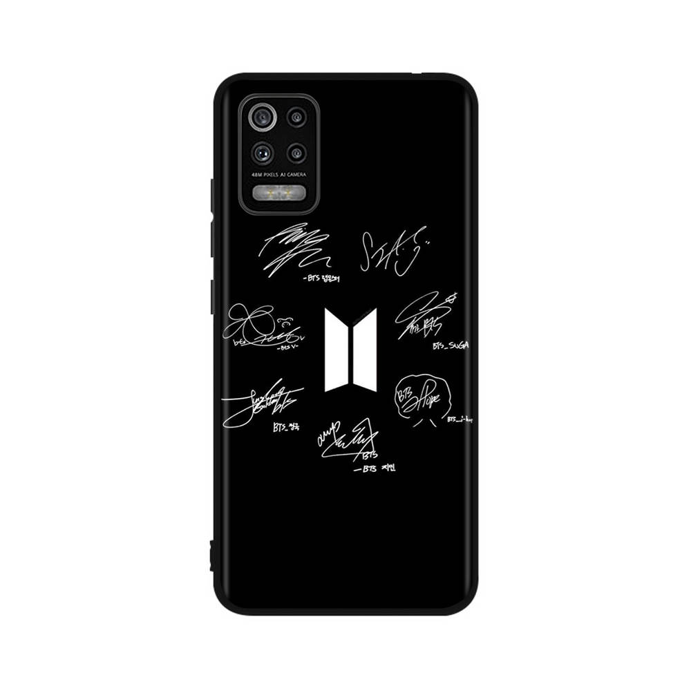 BT12 BTS Hülle für iPhone 16 15 Plus 14 13 12 11 Pro 8 7 6S 6 SE 5S X XR XS Max Realme C30 C33 C31 9I Huawei P30 Schwarze Weiche Hülle Huawei Mate 20 büffelleder