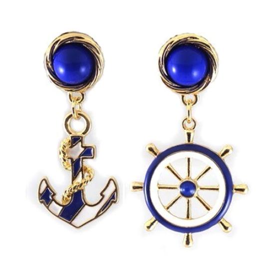 Damen-Ohrringe im eleganten Marineblau-Anker-Helm-Stil, lange baumelnde Schmuck-Ohrringe 1pairs
