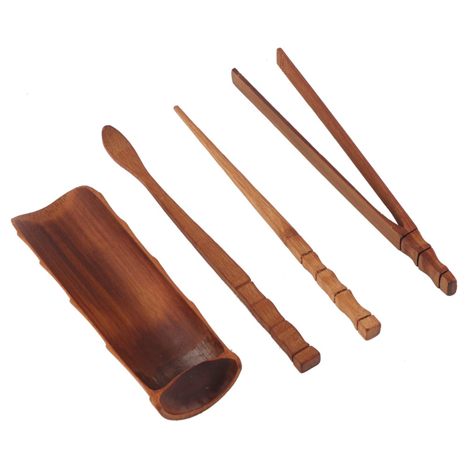 4Pcs Natürliche Bambus Tee-Set Chinesische Klassische Tee Service Werkzeug Tee Zeremonie Zubehör