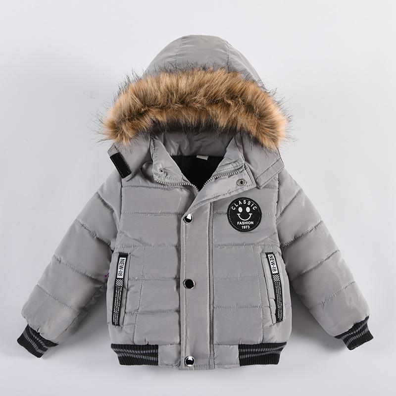 Mantel Kinder Winterjacke Mantel Jungen Jacke Warme Kapuze Kinderkleidung 130 graue
