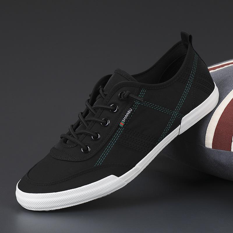 Herren Canvas Schuhe Atmungsaktive Leichte Schuhe Männliche Schuhe Lässige Sneaker Slipper Slip-on Schuhe 38 schwarz
