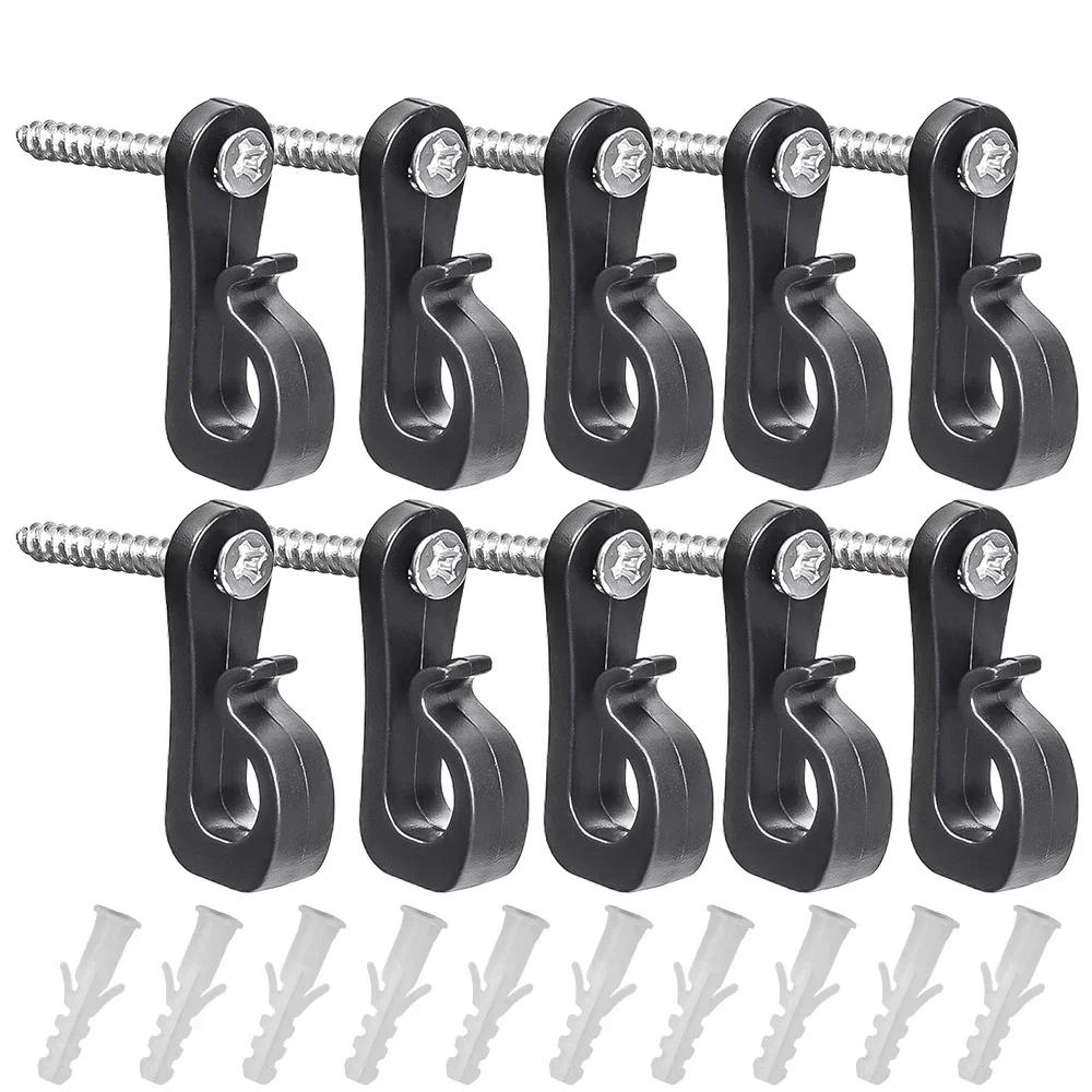 30/1 Stück Q-Aufhängerhaken zum Aufhängen von Lichterketten, Mehrzweck-Pflanzenschrank-Deckenhaken mit Schraube, Heimhalter, Außenversorgung 5PCS schwarz
