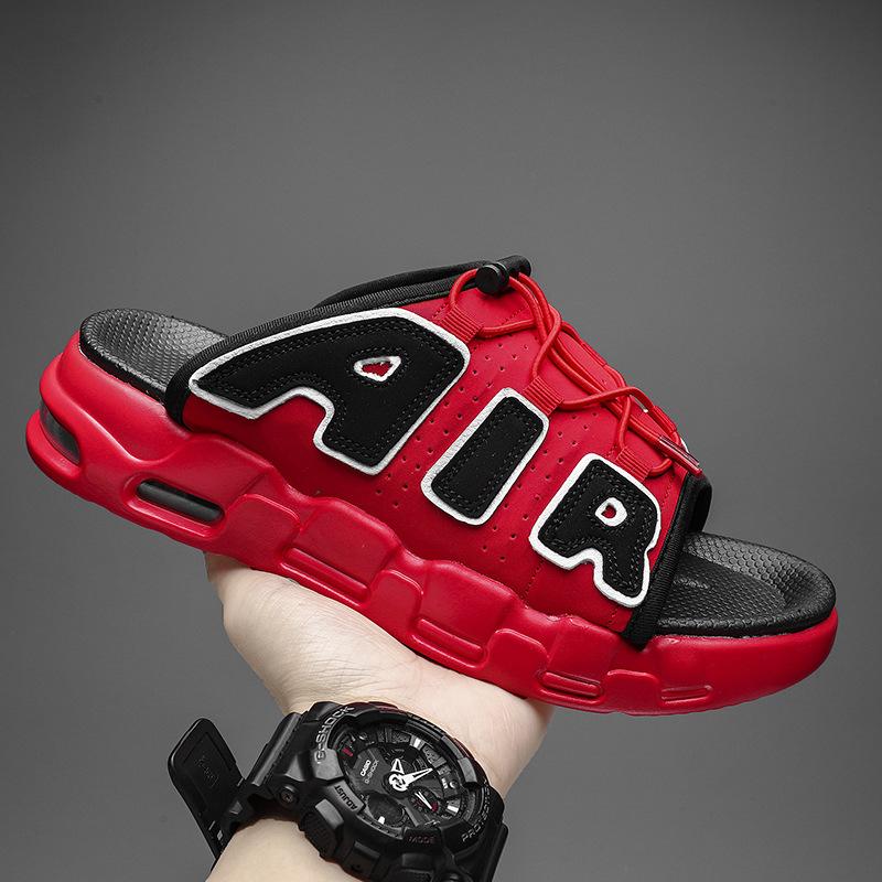 Mode Luxus Herren Hausschuhe Mode Casual Sport Hausschuhe Air Kissen Dicke Sohle Hausschuhe für Männer Sommer Strand Sandalen Designer Slides 42 rot