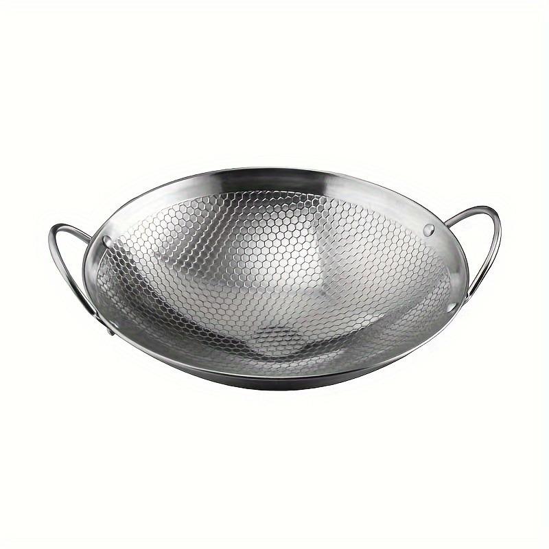 1 Stück 29 cm/11,42 Zoll Edelstahl-Wabenpfanne Antihaftbeschichtung mit Griff Kratzfest Kochen Pasta Steak Haferbrei Ramen gray
