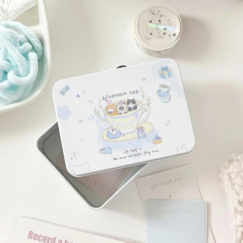 Cartoon Eisen Aufbewahrungsbox Kpop Pocards Desktop Aufbewahrung Kleine Karten Aufkleber Klebebänder Aufbewahrungsbox Schreibwaren Bürobedarf