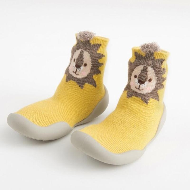 Neue Frühjahr Baby Kleinkind Schuhe Baby Schuhe Non-slip Fuchs Tiger Verdickung Schuhe Socke Boden Schuhe Fuß Socken Tier Stil 26/27 gelb