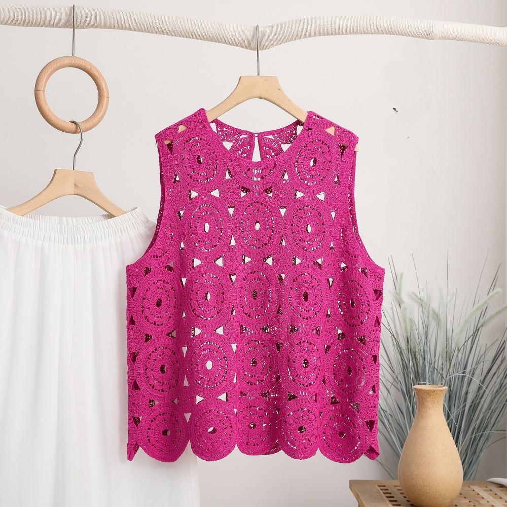 Sommer Neue literarische Weste Häkeln Hohl Gestrickte Kleine Weste Einfarbig Lose und Dünne Äußere Top Frauen One size