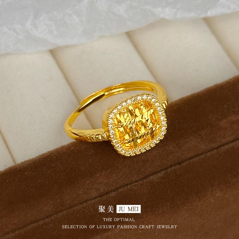 9999 24K Echtsilber Goldgeschäft Gleicher Stil Gold Damenring Mit Offenem Mund Gold Edelstein Schmuck Sexy Light Yellow Gold Color beige