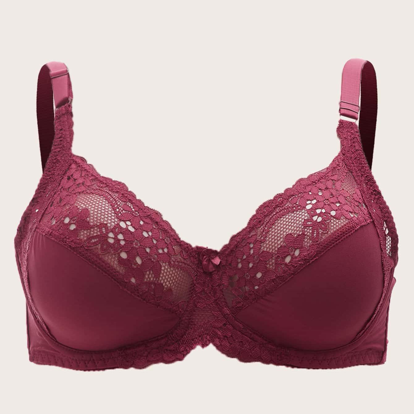 Frauen Bhs Mode Sexy Spitze Bh Push-Up Plus Größe Bralette Dünne Tasse Bügel Bhs Bügel Dessous Unterwäsche Top 95D rot