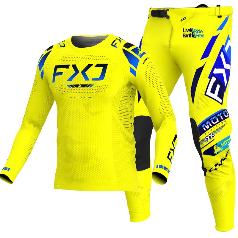 NEU 2026 FXJ pinkes Enduro Motocross Ausrüstungsset MX Trikot Hose Grüne Motorradbekleidung MTB Carracing Anzug Off Road Ausrüstung M - 32 gelb