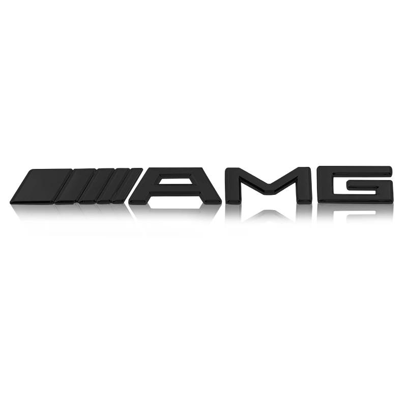 AMG Emblem Karosserie Kofferraum Metallaufkleber Auto Plakette Dekoration Zubehör Für Mercedes Benz AMG W204 W205 W203 W211 W212 W213 W201 W210 schwarz