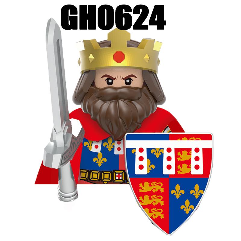 Mittelalterliche Militär Europa König Soldaten Figuren Bausteine Burg Löwenritter Schwert Infanterie Waffe Krieger Steine Spielzeug Geschenke