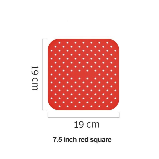 Silikon-Luftfritteuse-Einlage, Antihaft-Dampfgarer-Pad, Luftfritteuse-Zubehör, Küche, Backeinlage, Kochutensilien, Luftfritteuse-Backpapier 19cm rot
