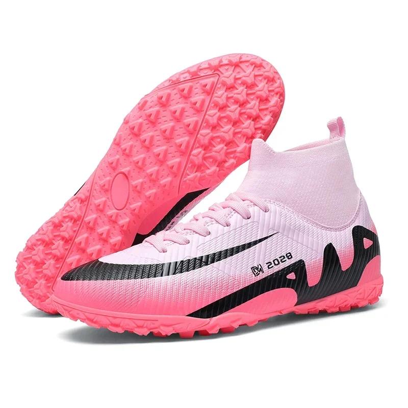 Modische Rosa Fußballschuhe Herren Professionell Leicht Socke Herren Fußballschuh Outdoor Rutschfest Original Fußballschuh Sneaker 35 pink