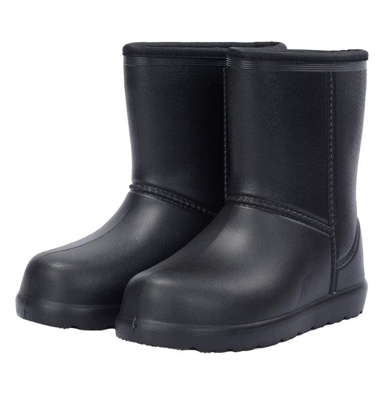 Aote Step-On Regen EVA Mid-Calf Stiefel 902, Schwarze Baumwollgefütterte Rutschfeste Gummischuhe für Winter, Autowäsche, Angeln und Arbeitsschutz. 37 schwarz