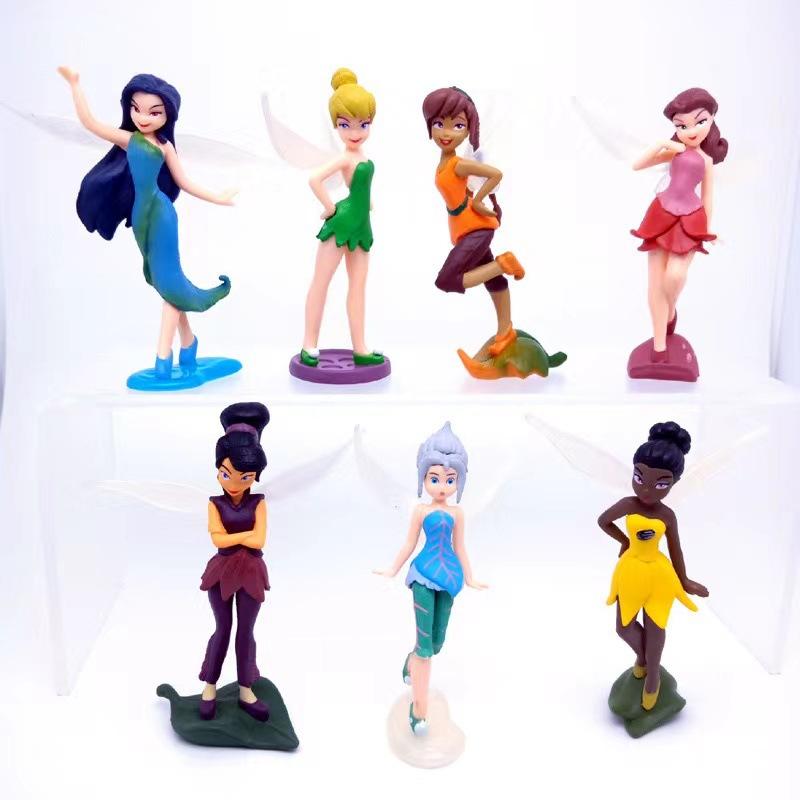 7 Stück/Set Prinzessin Tinkerbell Mini-Feenfiguren Spielzeug Kinder Animation Cartoon Spielzeug Mädchenpuppen Baby Spielzeug Dekorationen Figur blue